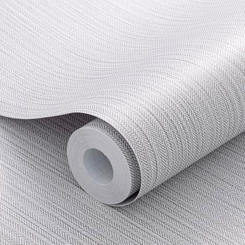 Grey Faux Grasscloth Self-Adhesive Wallpaper 15.7"x393" by HyunHome