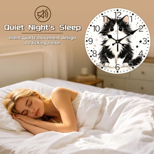 Funny Cat Wall Clock Silent Non-Ticking 12" - Image 4