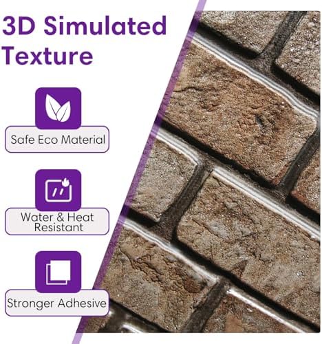3D Peel and Stick Faux Brick Wall Panels 11.8" x 11.8" 10-Pack - Image 4
