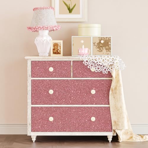 Rose Gold Glitter Wallpaper Sparkly Pink Contact Paper 15.7"x160" - Image 2