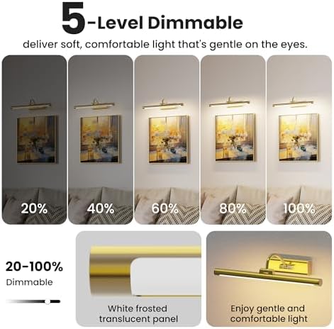 16" Gallery Picture Light with 1pcs Extra 6000mAh Battery- Brass Cordless - Image 5