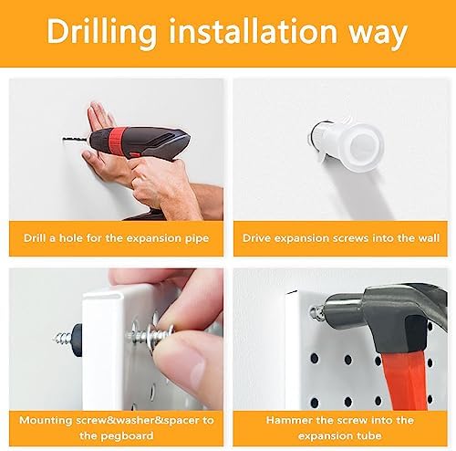 4PCS Metal Pegboard Wall Organizer White Peg Board Kit - Image 6