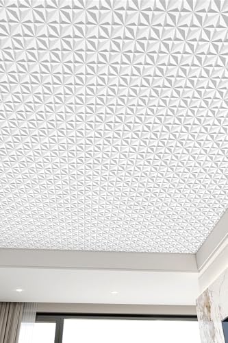 3D Flat Visual Effect Wallpaper Peel and Stick 23.6"x196.8" White Diamond - Image 2