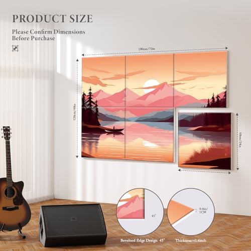 JBER 6 Pack Art Acoustic Panels 72" x 48", Tranquil Lake - Image 2