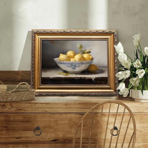 uniro Vintage Gold Framed Wall Art, Vintage Lemons Still Life Canvas Art Prints - Image 7