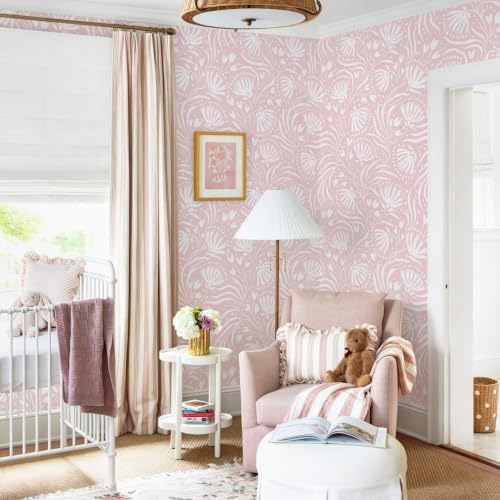 Ismoon Boho Peel and Stick Wallpaper Pink Floral Contact Paper Boho Stick on - Image 3