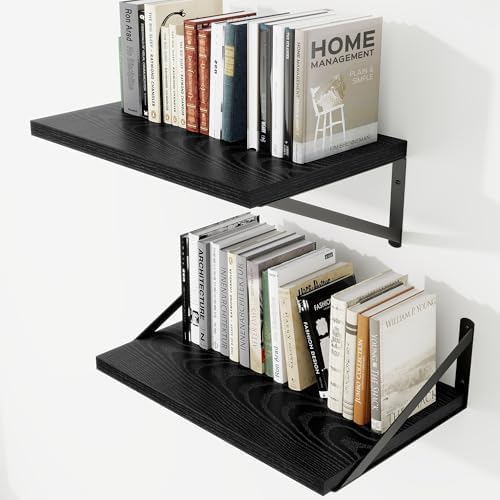 Deep Wall Shelves 16"W x 12"D Engineered Wood Floating Shelves by Venusmiles