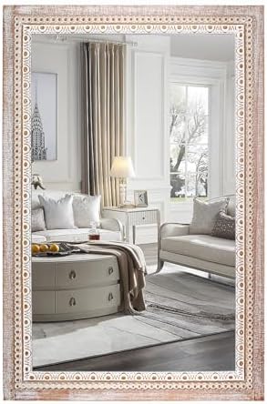 24x36 Inch Wooden Rectangular Wall Mirror, Farmhouse Mirrors by ReflintoWallDecor