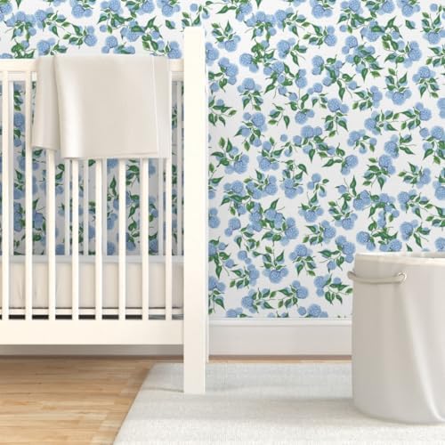 Spoonflower Hydrangea Floral Peel and Stick Wallpaper - Image 6