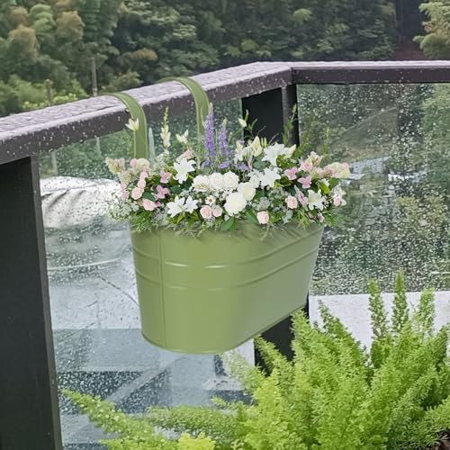 HowRU Metal Iron Flower Pots for Railing Fence Hanging Bucket Pots and Hanging - Image 6