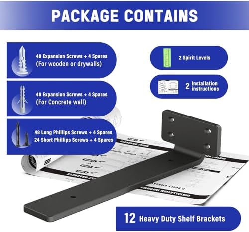 Goovilla Shelf Bracket, Floating Shelf Brackets 10 inch Long, 12 Pack - Image 6