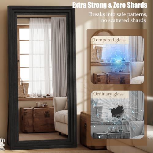 Wood Full Length Mirror 76"x34", Large Solid Wood Frame Floor Mirror - Image 5