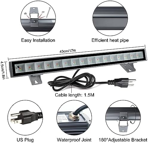 CREATESTAR RGB LED Wall Washer Light, IP66 Waterproof 48 W RGB LED Light Bar - Image 6