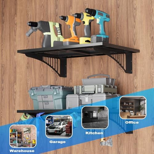 YOLENY 2Pack 2x3FT Heavy Duty Garage Wall Shelving, 500 lbs Load Capacity - Image 7