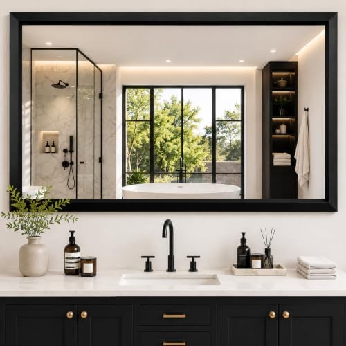 Black Bathroom Mirror for Over Sink, 36x40Inch Thick Anti-Rust Metal Frame - Image 7