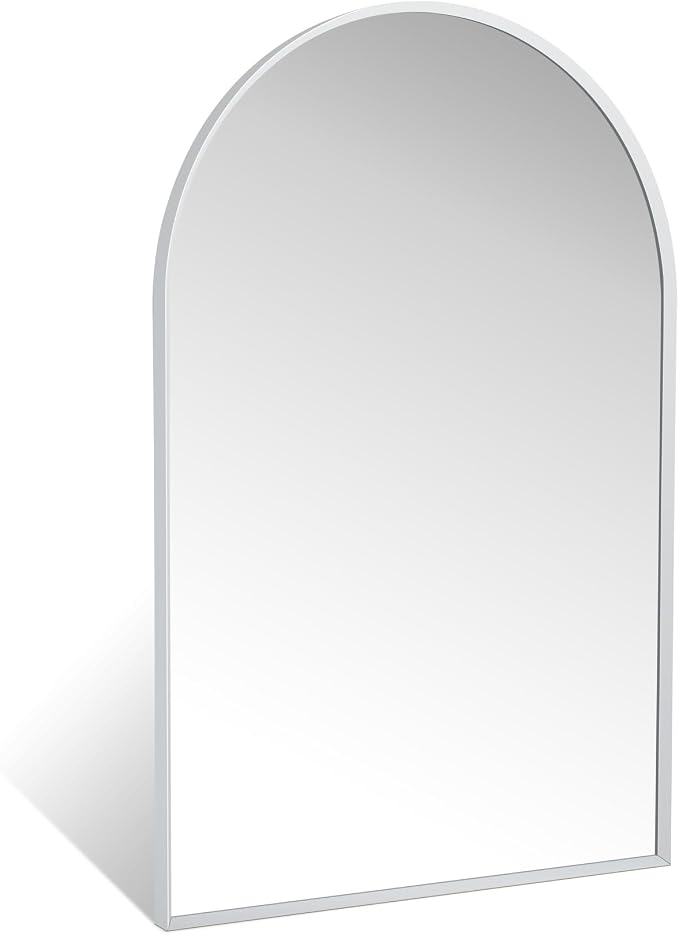 24" x 36" Silver Arched Mirror, Modern Aluminum Alloy Metal Frame, Arch by Minuover