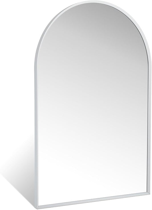24" x 36" Silver Arched Mirror, Modern Aluminum Alloy Metal Frame, Arch by Minuover