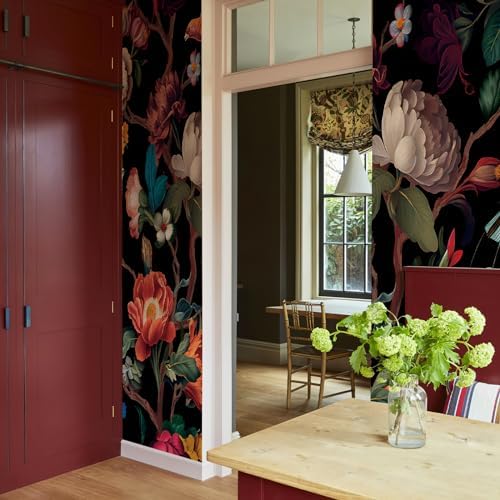 Zeeko Vintage Black Floral Peel and Stick Wallpaper Mural - Image 3