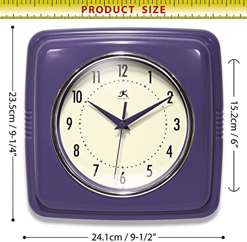 Infinity Instruments Retro Wall Clock – 9-Inch Square Silent - Image 5