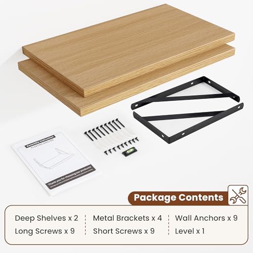 Deep Wall Shelves 24"W x 12"D Engineered Wood Floating Shelves - Image 5