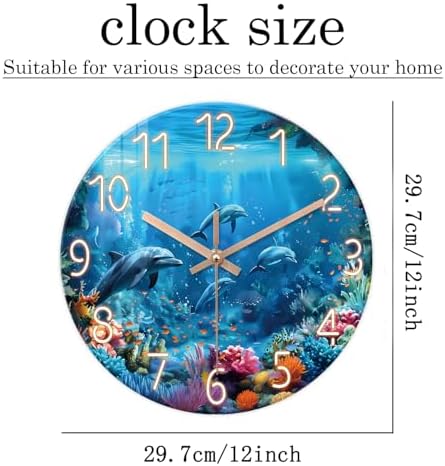 XFM Blue Ocean Wall Clock 12 Inch Beach Themed Dolphin - Image 6