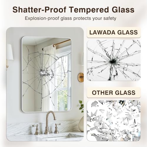 Vanity Bathroom Mirror, 30”x20” Silver Bathroom Mirror - Image 5
