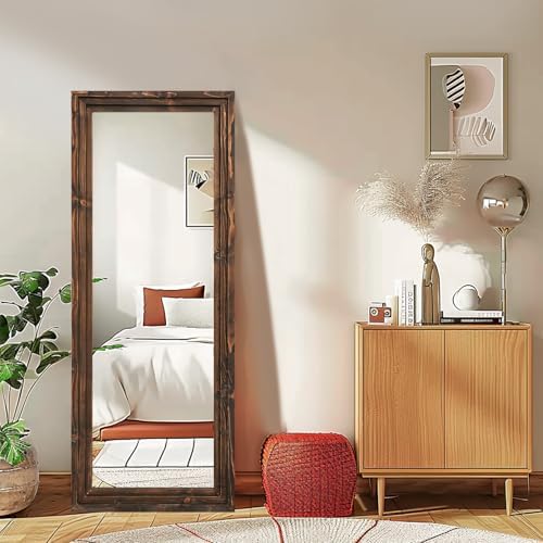 58x22in Full Length Mirror, 3-Tier Stepped Solid Wood Frame - Image 6