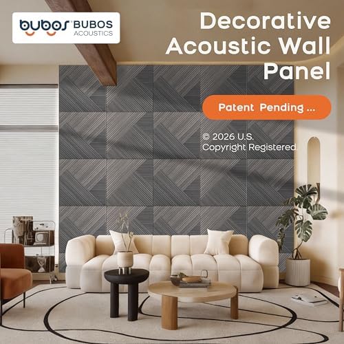 BUBOS 6 Pack Wood Wall Panel, 23.6"x23.6" Peel and Stick Faux Acousitc Panel - Image 2