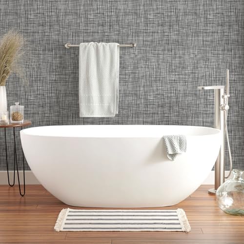 Black Grasscloth Wallpaper A Set of 17.3"x 472" Peel and Stick Wallpaper - Image 5