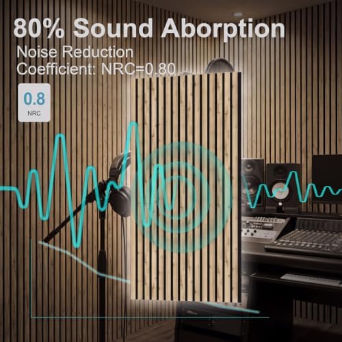 Wood Slat Acoustic Wall Panels, Warm Pine, 4 Pack, 47.2 x 23.6 in - Image 4