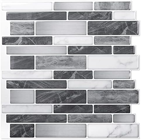Art3d 10-Pack Marble Wall Tile Peel and Stick Backsplash, 12 x 12 in by Art3d