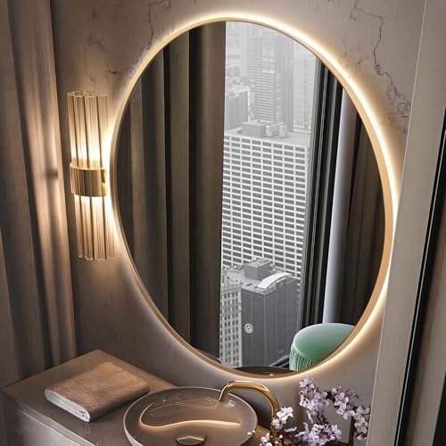 36" Round LED Bathroom Mirror, Wall Mounted Round Backlit Mirror LED Bathroom by TheiaMo