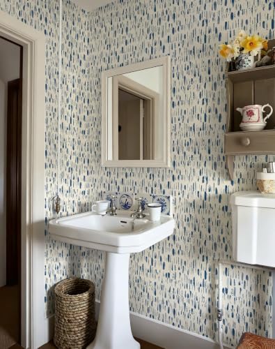 Safiyya Blue and White Peel and Stick Wallpaper 17.3in x393in Blue Dots - Image 4