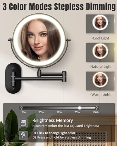 VFD 8'' 30X/1X Wall Mounted Lighted Magnifying Makeup Mirror - Image 3