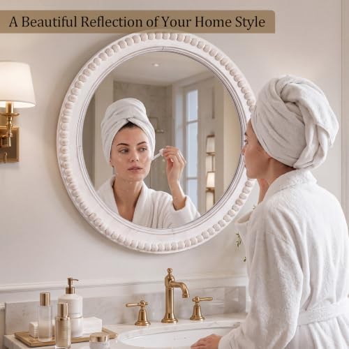 Nuanchu 24 Inch Wooden Round Mirror - Image 4