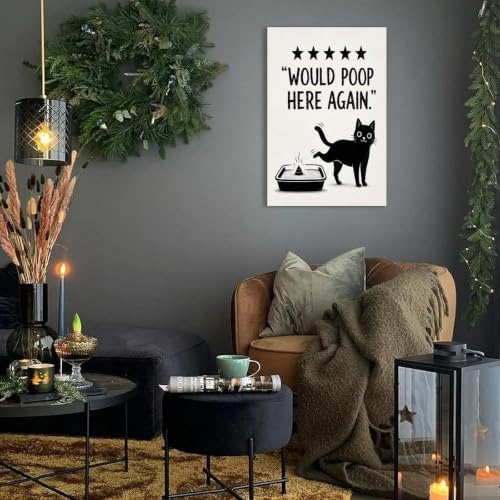 Funny Cat Poster Black Cat Litter Quote Canvas Wall Art Decor - Image 2