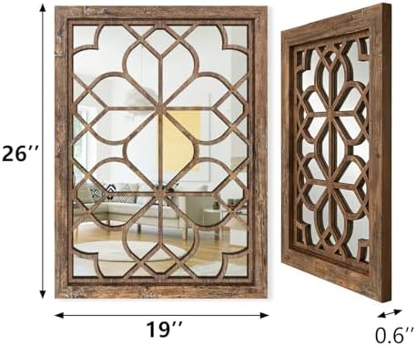 Set of 2 19x26 Inch Large Maroon Shatterproof Rectangular Wall Mirrors - Image 2