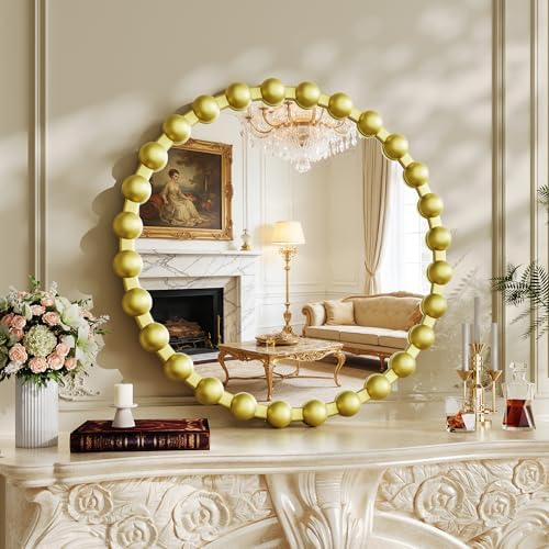 24 Inch Gold Round Mirror, Decorative Vanity Circle Mirror Wall - Image 3