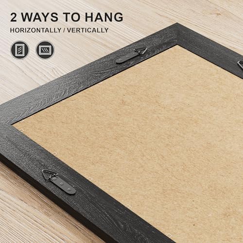 Farmhouse Rustic Wood Framed Bathroom Vanity Mirror - Image 3