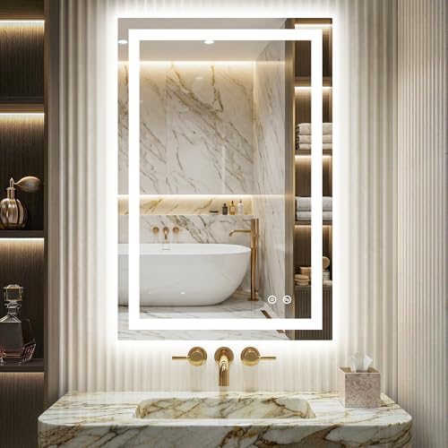 Delma LED Mirror for Bathroom 36x24 Inch, Dimmable Front & Backlit Vanity Mirror by Delma