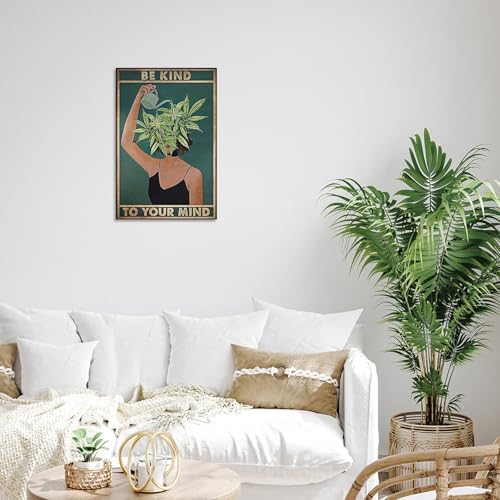 Vintage Mental Health Be Kind To Your Mind Posters Green Background Abstract - Image 6