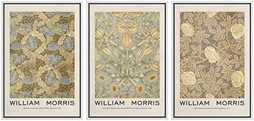 MUDECOR Framed Canvas Print Wall Art Set William Morris Floral Tapestry Pattern by MUDECOR