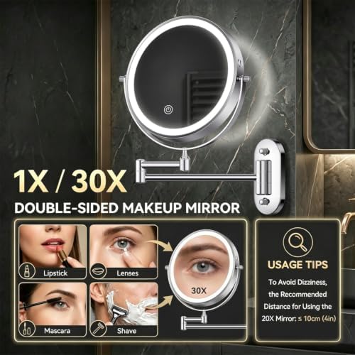 Auxmir 1X/30X Wall Mounted Makeup Mirror - Image 2