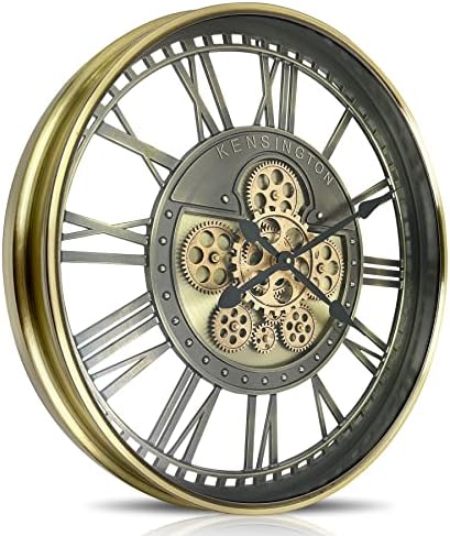 Real Moving Gears Wall Clock Large Modern Metal Clocks by DORBOKER