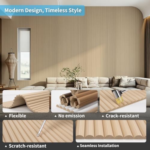 Art3d Roll-Flat Beaded Wood Slat Wall Panel, 94.5" x 23.6" - Image 5