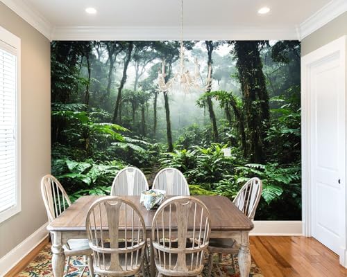 -Tropical Rainforest Forest Backdrop Large Fabric Living Room Wallpaper Green - Image 3