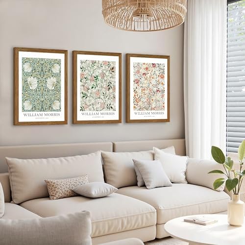 William Morris Classic Wall Art Green Pink And White Floral Picture 16x24in - Image 4