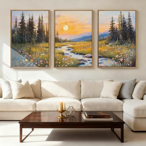 IARTTOP Large Mountain Wall Art Framed 16x24 Inch Abstract Forest Landscape - Image 4