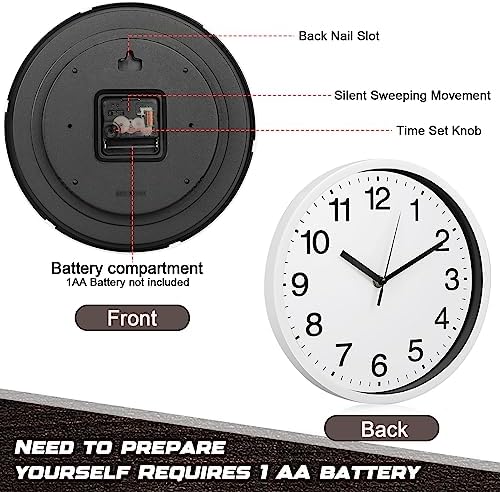 Inbagi 8 Pcs Wall Clock Bulk Silent - Image 4