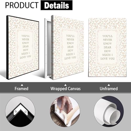 You'll Never Know Dear How Much I Love You Poster Canvas, Modern Emotion Quote - Image 2